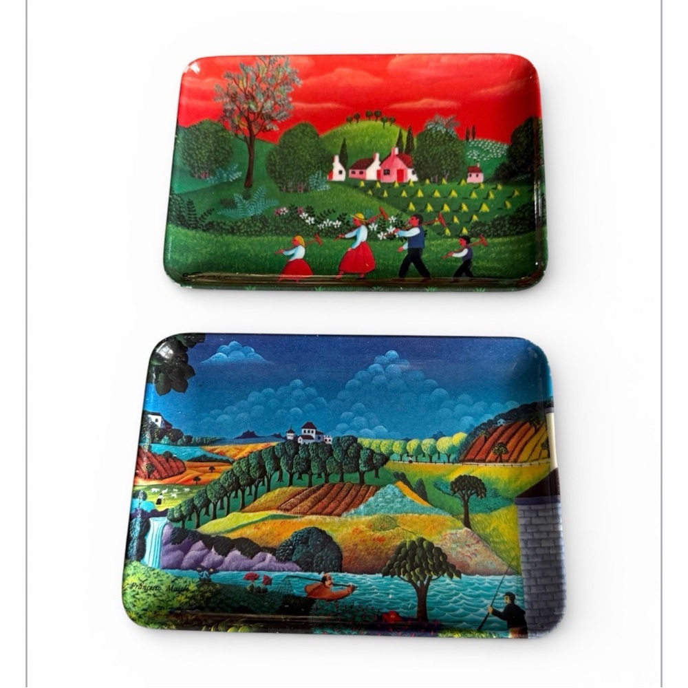 5/$25 Mabel Vintage Snack trays made in Italy with rustic scenes of country